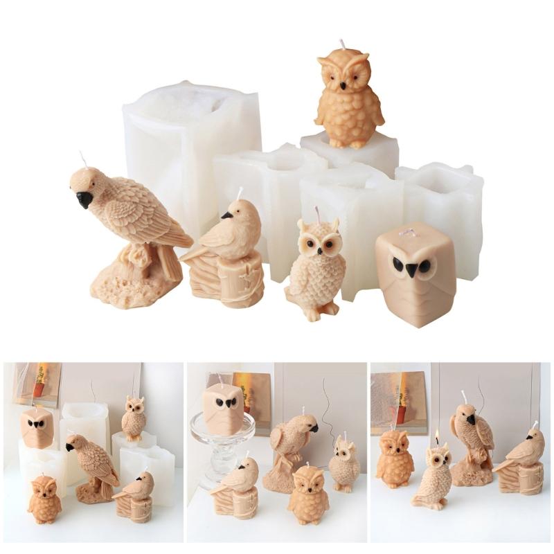 Standing Owl Candle Molds Animal Silicone Mould Plaster Molds Handmade Parrot Molds Ornament Molds Epoxy Resin Molds
