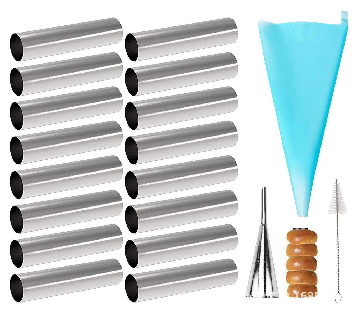 

Упаковка из 16 трубочек для канноли Трубочки для канноли из нержавеющей стали Формы для выпечки с кондитерскими мешками Длинные насадки для отсадочных трубочек для кремовых рожек Ракушка для канноли