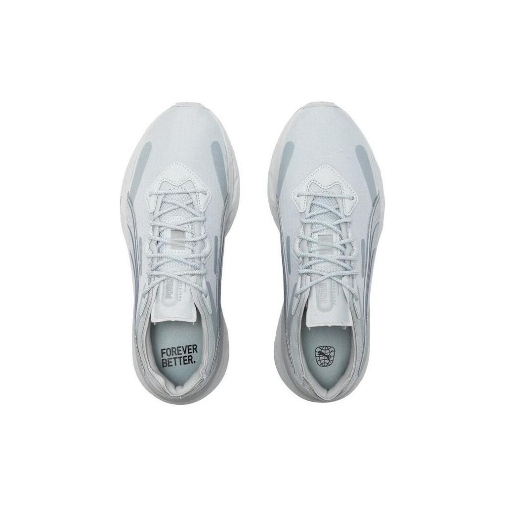 Puma Pwrframe Aerogram Reflective Fabric Synthetic Leather Round Toe Lace-Up Low-Top Lifestyle Sneakers Unisex sneakers Silver Gray 390206-03