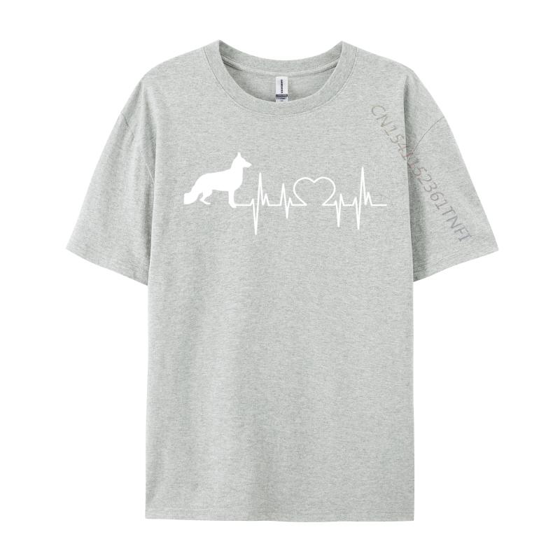 Gerunisex Shepherd Dog Gsd Heartbeat Printing TShirt Normal Coupons Male Valentine Day Tops Shirt Normal TShirt Premium Cotton