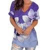 T-shirt Estiva da Donna Strisce Stampa Gradiente Abbigliamento Scollo a V Manica Corta Top Basici Streetwear Moda T-shirt Oversize per Ragazze
