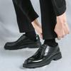 Men's Shoes Large Size New Business Dress Shoes Fashion British Style Men's Glossy Leather Shoes Trend Platform Wedding Shoes