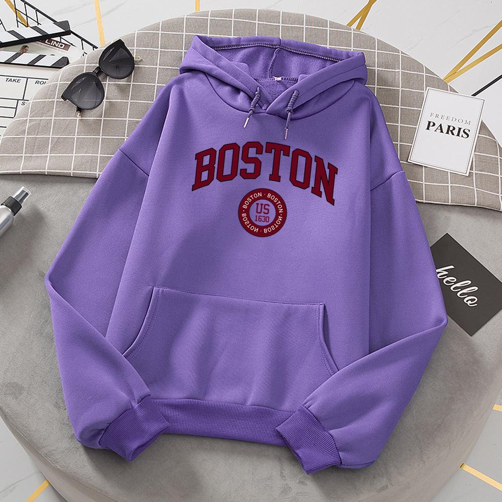 Boston City Us Gegründet 1630 Hoodies Frauen Warm Bequeme Pullover Mode Lässig Weibliche Mit Kapuze Basic Sweatshirt