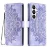 for Samsung Galaxy S26+,S25+,S25 Edge,S25 FE Mandala Embossed PU Leather Flip Wallet Phone Case