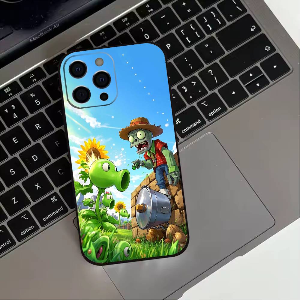 P-Plants Zombies Game  Phone Case For iPhone 17,16,15,14,13,12,11 Plus,Pro Max,XS,Soft Silicone Black Cover