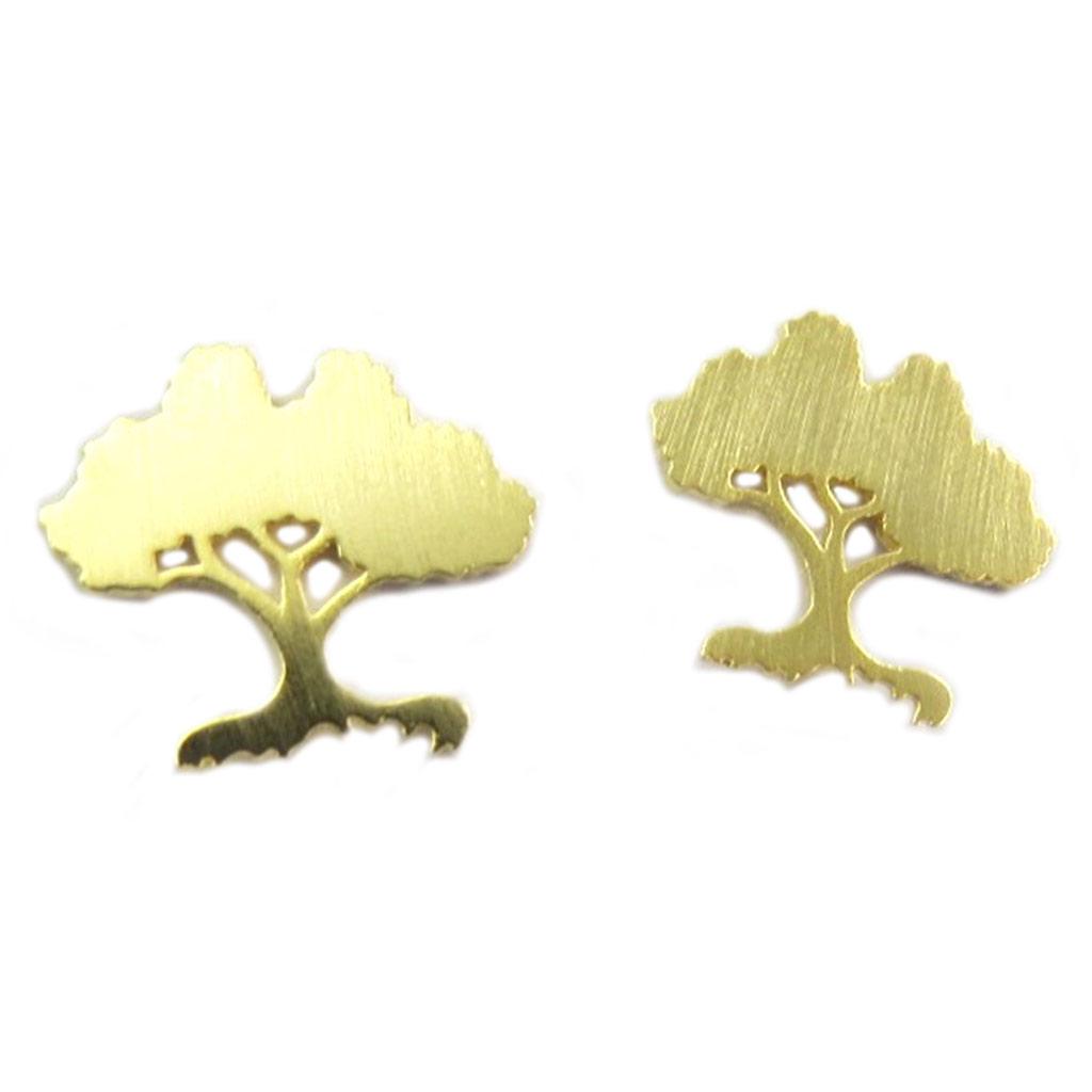 7bis [P8223] - Handmade Gold 'Tree of Life' Earrings - 12x11 Mm