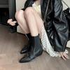 Fashion European American Low Leather Crazy Horse Combat Casual Boots  Women's Retro Fashion Commuting Shopping Chelsea Short Boots 44