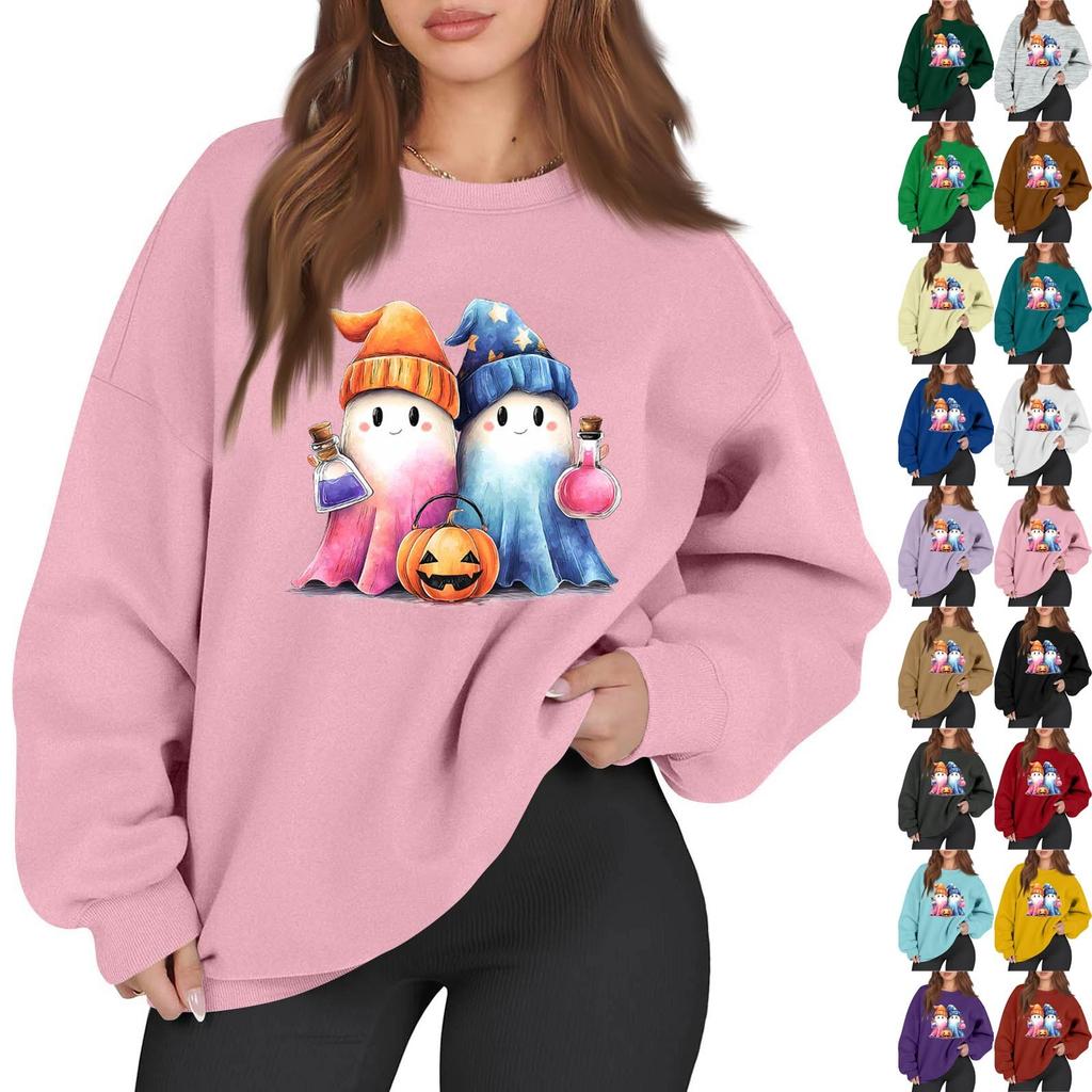 Women's Casual Fashion Long Sleeve Printed Round Neck Sweatshirt Top