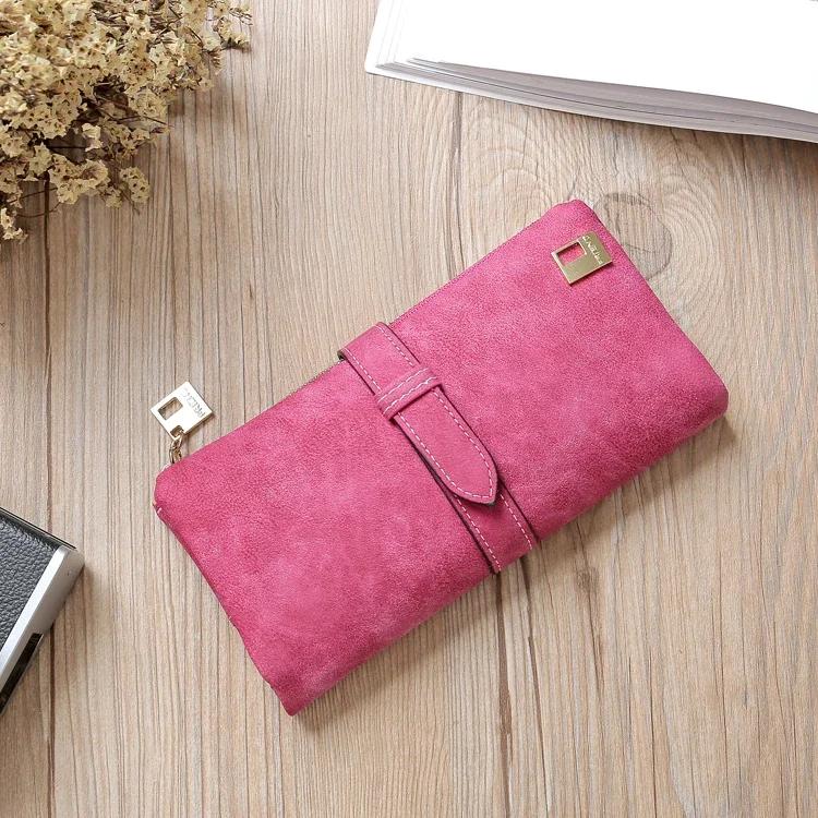 Solid Drawstring Nubuck Leather Zipper Long Women Wallet Phone Bag  Wallets Designer Purse Card Holder Clutch
