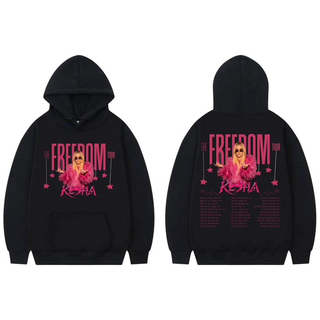 Singer Kesha The Freedom Tour 2026 Hoodie Unisex Clothing Fashion Aesthetic Pullovers Harajuku Y2k Style Hooded Sweatshirts