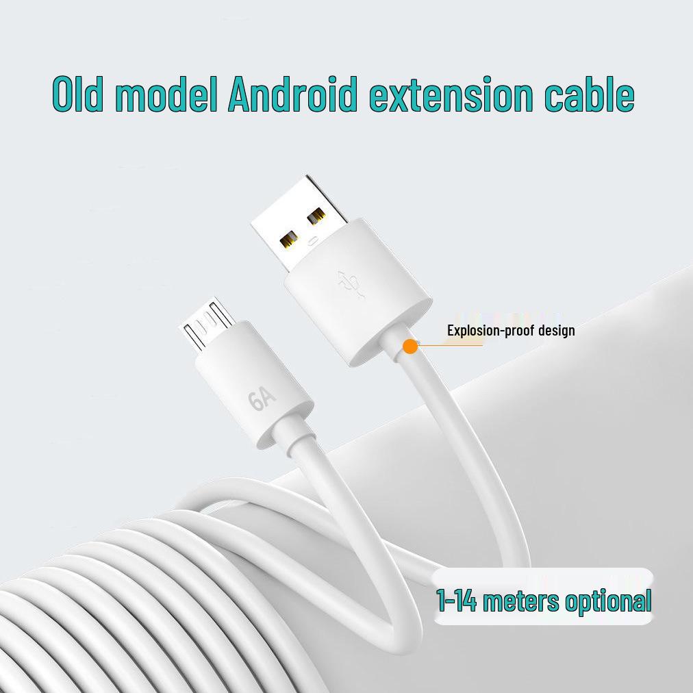 Super Long Android Data Cable for Xiaomi Camera - 3m, 5m, 10m, 14m Charging and Monitoring