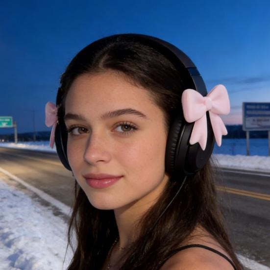 3D Bows Decor for Headphone Cute Bow Coquettish Headphone Clip Attachment Accessories Earphone Decoration for Women