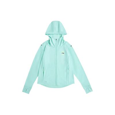 Li Ning Laufserie Einfarbig mit Reißverschluss Kapuzen vielseitig leicht Sportjacke Damenjacken Cool-Grün AFDU384-4