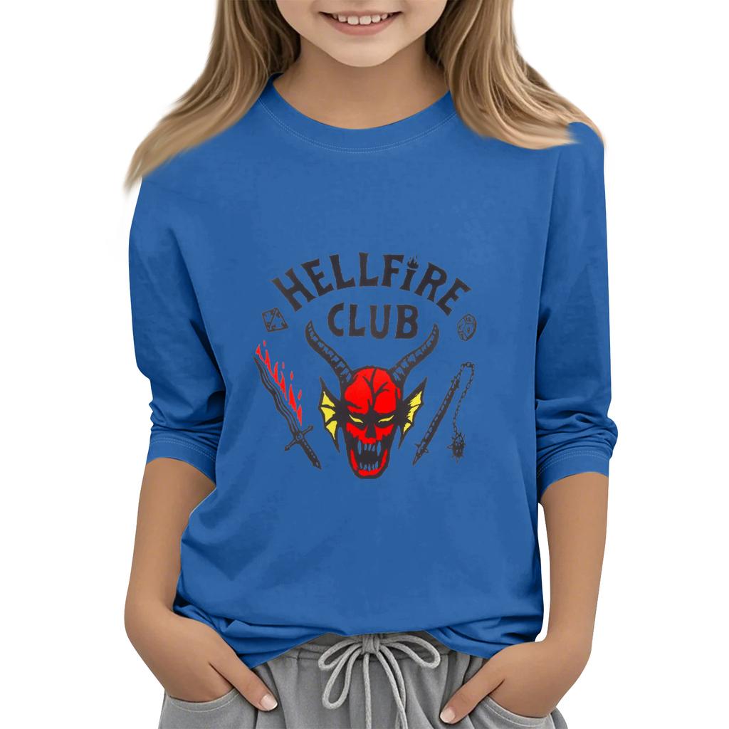 Kinder Mode Dreiviertelärmel Rundhals Bedrucktes Lässiges T-Shirt Top