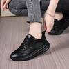Casual Sports Shoes Leather Surface All Black Spring and Autumn Waterproof Soft Sole Light Wear-resistant and Comfortable