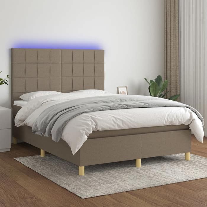 VidaXL Sommier à Lattes de Lit avec Matelas et LED, Lit Rembourré, Lit Double, Lit Adulte de Chambre à Coucher Intérieur, 3135433
