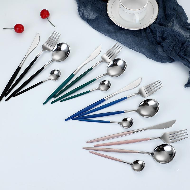 Dinnerware Black Gold Stainless Steel Cutlery Set Flatware Dining Knife Fork Tea Spoon Kitchen Dinner 24Pcs Western Tableware
