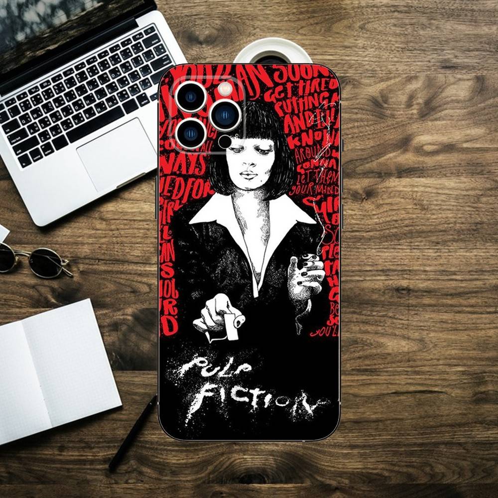 

Pulp Fiction Movie Poster Phone Case For iPhone 16,15,14,13,12,11,XS,XR,X,8,7,Pro,Max,Plus,mini Silicone Black Cover iPhone15