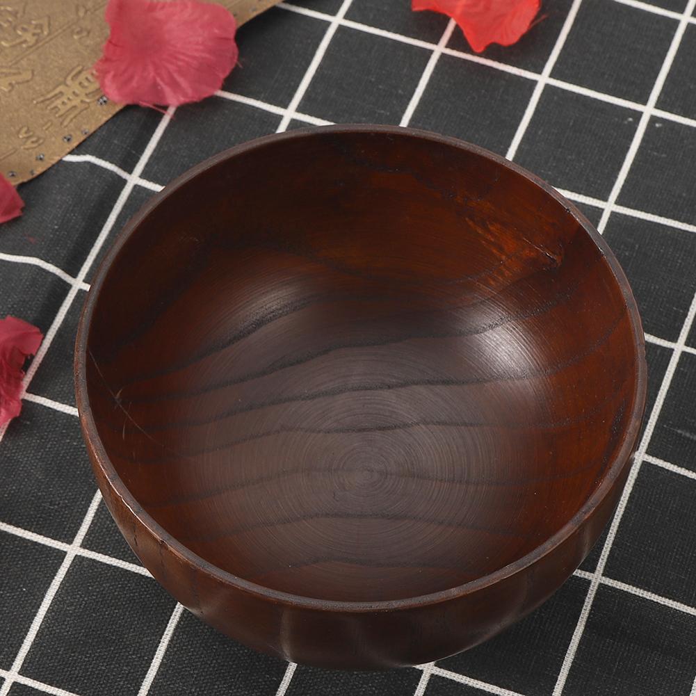 Salade de fruits Nouilles Riz Dîner Bol en bois Ustensiles de cuisine Récipient alimentaire VaisselleGrand 14cm