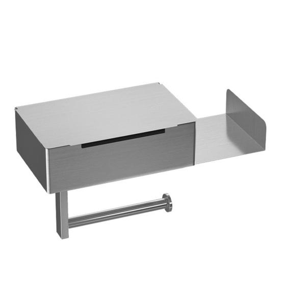 Toilettenpapierhalter mit Ablage und Schublade Wandmontierter Badezimmer-Organizer Rollenhalter Staubdichter Wischtuchspender für platzsparende Aufbewahrung