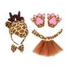 1/3/4/5 Kinder Mädchen Giraffe Ohren Stirnband Fliege Tutu Rock Giraffe Schwanz Tier Giraffe Kostüm Set für Halloween Cosplay Party