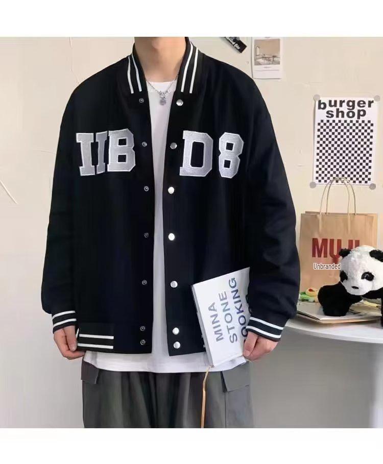 Men's High Street Trend Baseball Jacket - Spring/Autumn Loose Fit, Hong Kong Style Casual Outerwear