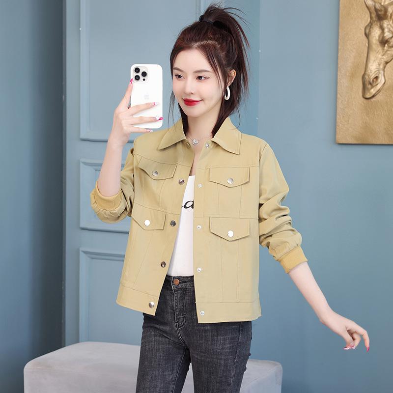 

2023 Autumn Women s Casual Versatile Loose Short Jacket L хакі