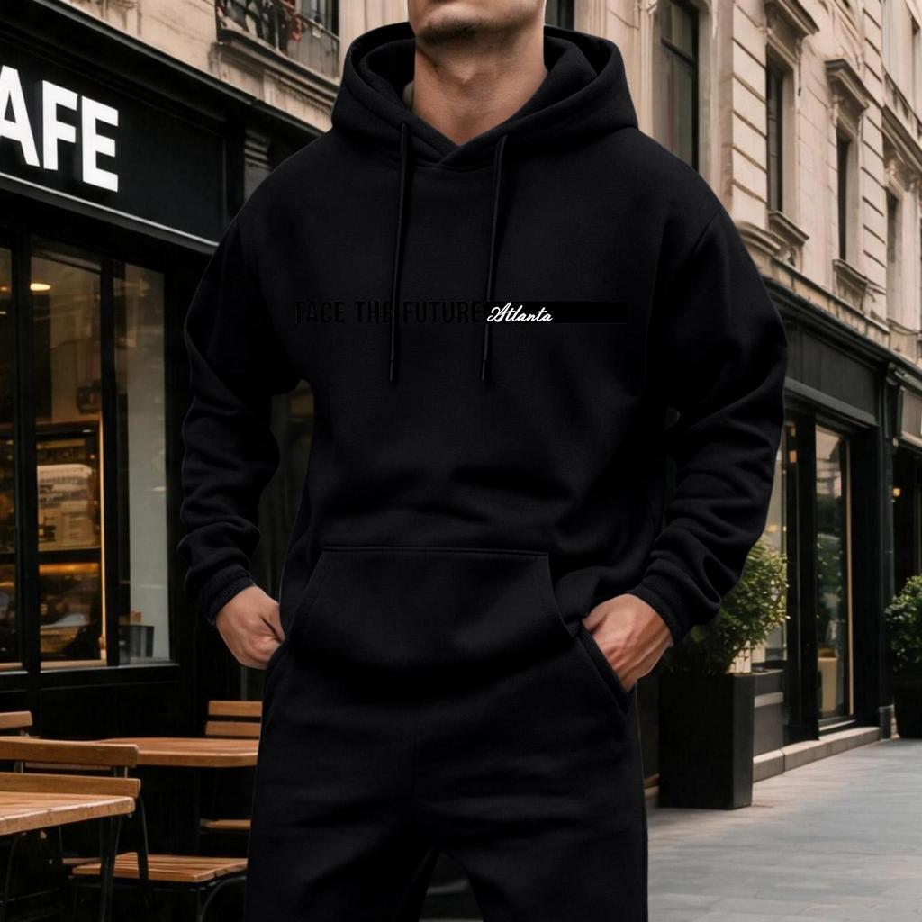 Men's Casual Hoodie with Large Pockets, Color Long Sleeve Sweatshirt