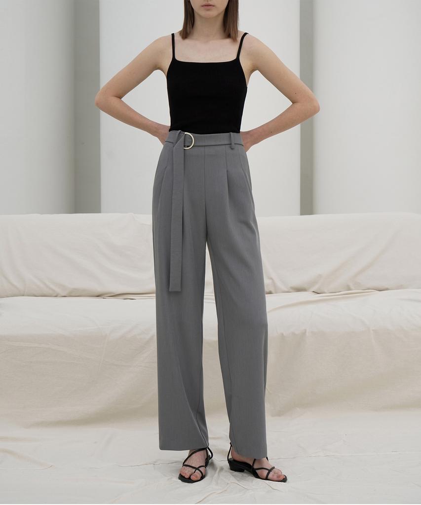 RE RHEE Straight Wide Leg Slacks Trousers Gy