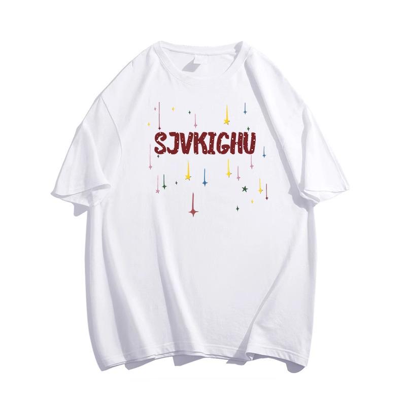 Women's College-Style Star Letter Cotton T-Shirt: Loose-Fit, Short-Sleeved, All-Match Summer Trend