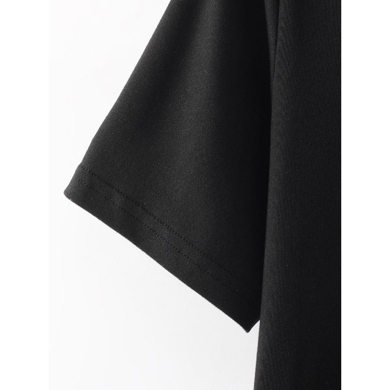 Europäische Größen Herren T-Shirt mit Buchstabenprint, Lässiges Kurzarm-T-Shirt, Modisches Atmungsaktives Rundhals-Oberteil