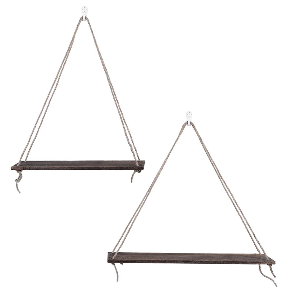 2 Stück Holz Wandregal Hängeseil Hängend Pflanzen Blumentopf Regale HeimdekorationenAntik