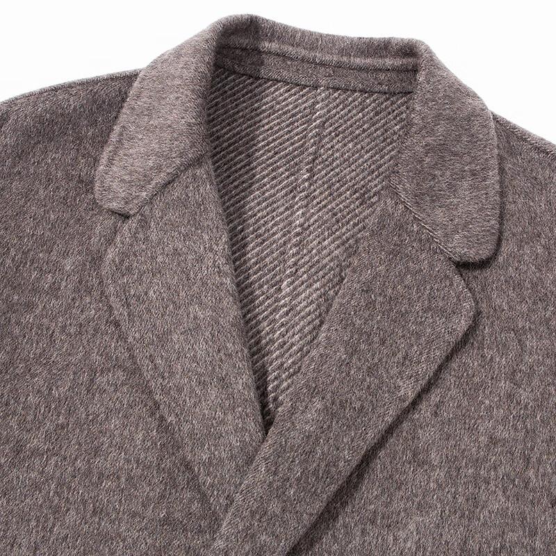 FAPAI Men's Wool Blend Mid-Length Double-Breasted Coat