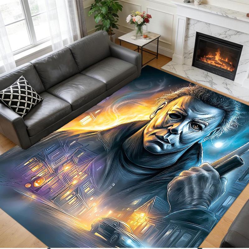 Crystal Velvet Rug Soft Non Slip Indoor Floor Mat Home DecorHalloween Michael Myers