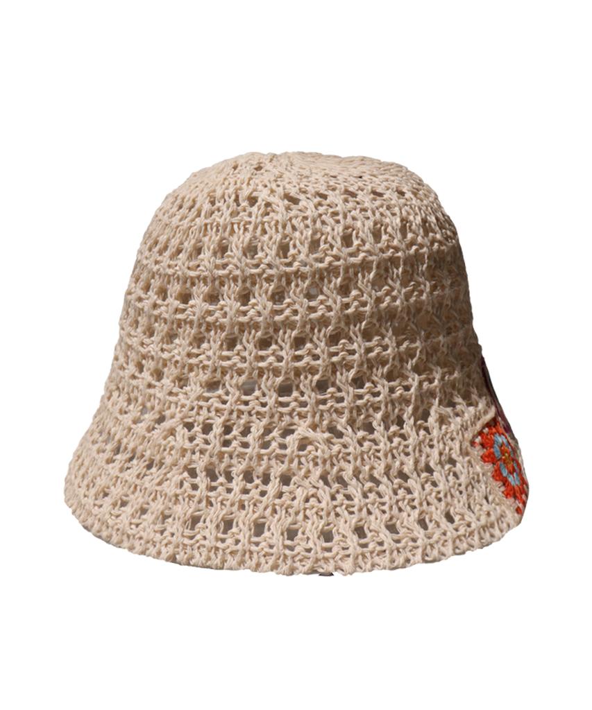 Elkebeullum Flower Net Ivory Bucket Hat