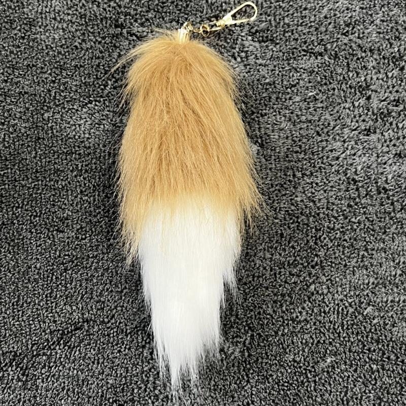 Plush Foxy Tail Keychain Soft and Comfortabel Key Holder 20cm Faux Furry Pendant Charm for Fashionable Accessories