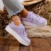 Women‘s Casual Chunky Platform Sneakers Breathable PU Leather Anti-Slip Sport Walking Shoes for Women Outdoor Comfortable Lace-up Tennis Sneakers