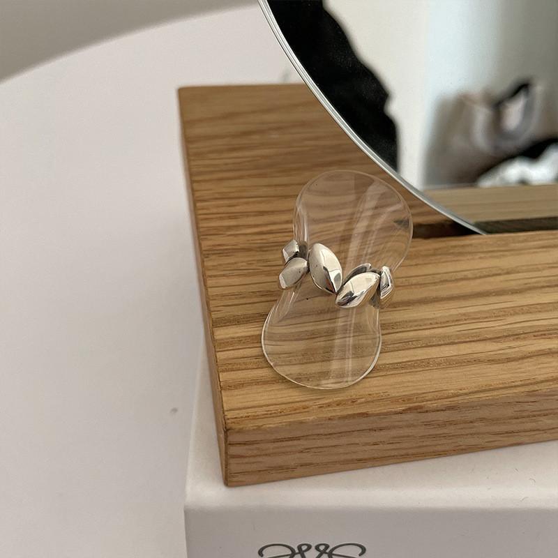 Elegant Adjustable 925 Sterling Silver Geometric Ring With Luxurious Textured Design And Modern Aesthetic For Women Gift