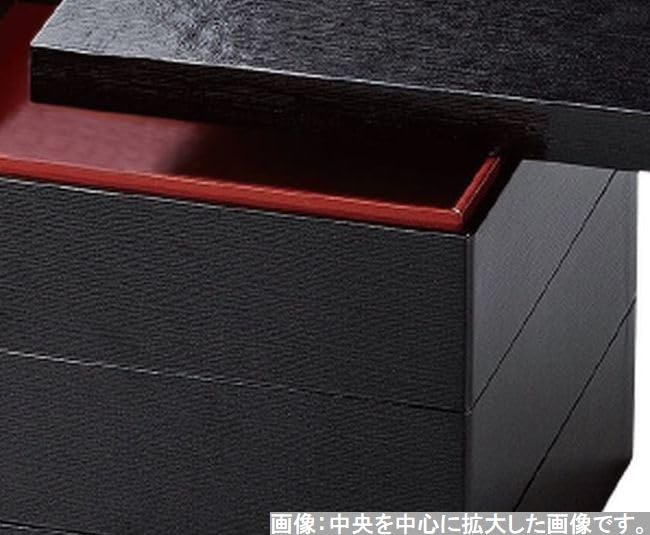 Outdoor Lunch Box Made in 3 Hybrid Black x x J-kitchens (Bento Box) Japan, Tiers, 6.5 inches, Paper, Interior, Red, Freezer-Safe, 20.2cm 20.2cm 18.3cm