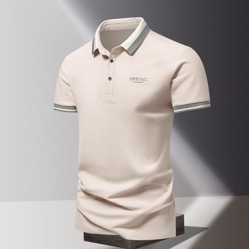 Summer Men's POLO Shirt Fashionable Ice Silk Quick Drying Short Sleeved T-shirt  Solid Color Loose Fitting Business Collar Top