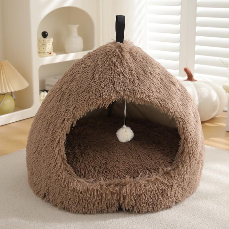 Cozy Winter Pet Bed Cats Small Dogs Plush Warm Nest With Deep Sleep Design Indoor Use