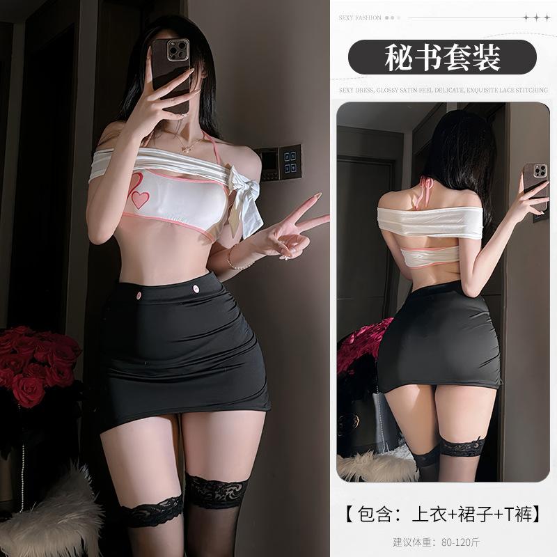 Sexy Hot No-take Pajamas Sexy Lingerie Set C Seduction Pure Desire OS Sexy Cosplay Uniform Secretary