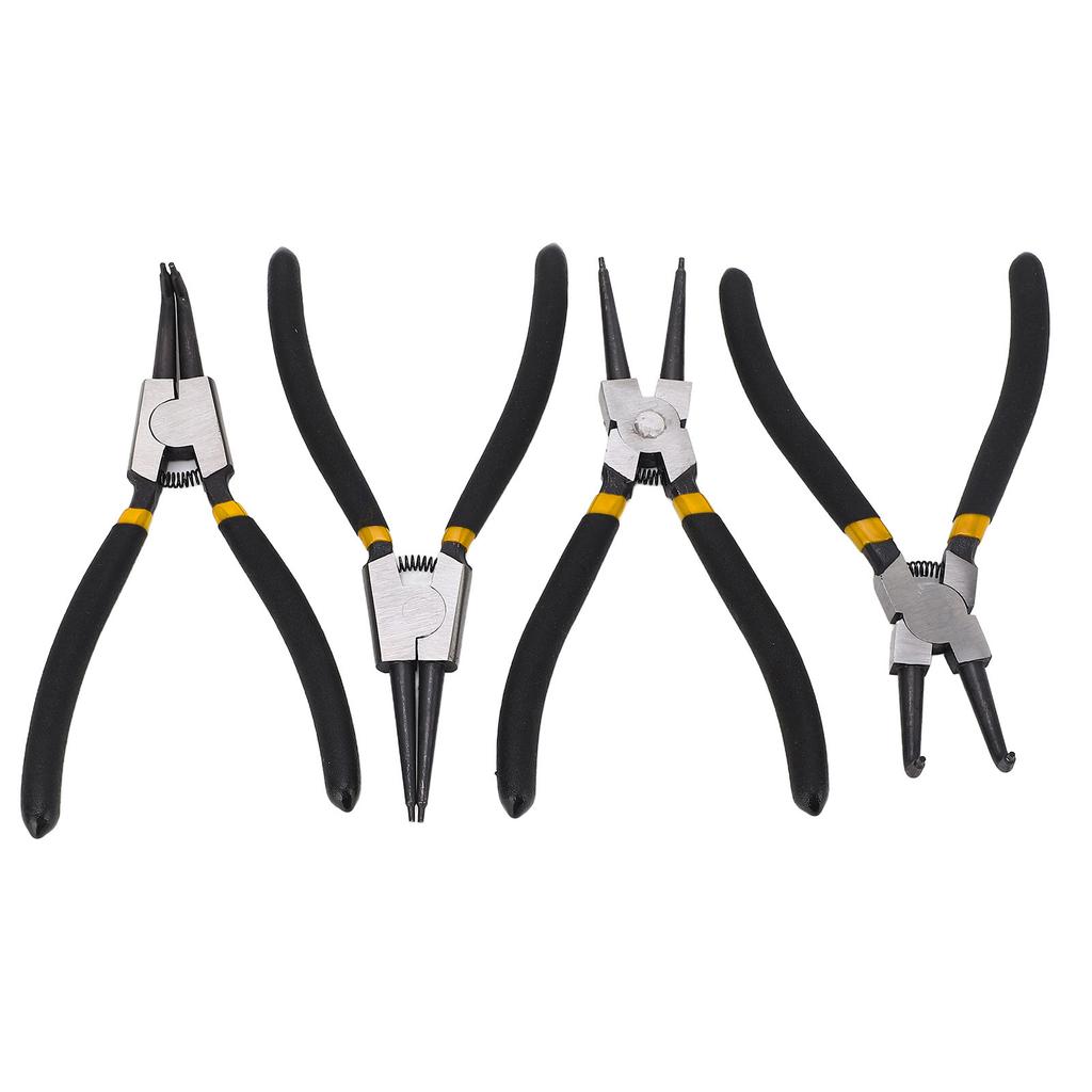 4PCs Circlip Pliers Set Steel Ring Plier Plastic Coated Handle Anti Oxidation Hand Operated Tool(Noir Double Section 7