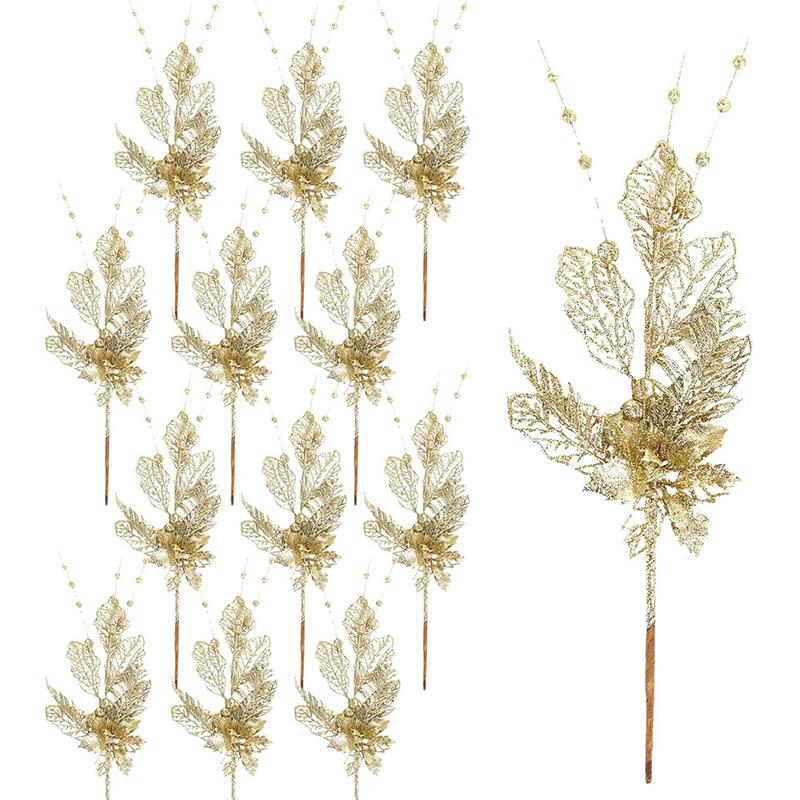 

1 шт. Рождественское украшение Искусственная блестящая ягода Имитация букета Украшение для подвешивания на рождественскую елку для дома Подарок на Новый год 2025 Навидад золотой