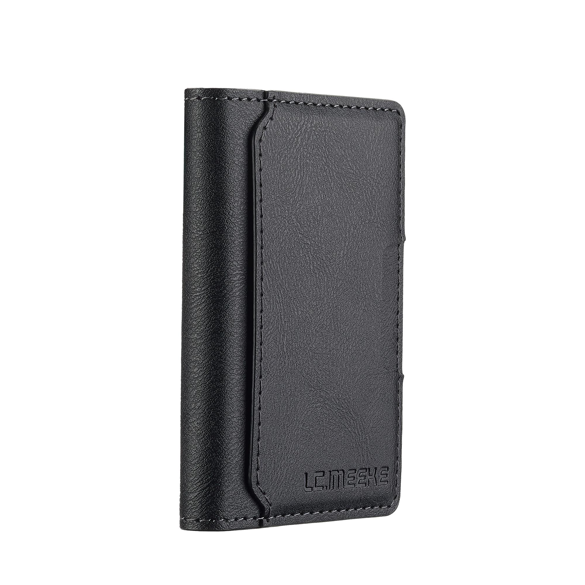 

Magnetic Card Solt Bag for iPhone Samsung Google Xiaomi Magsafe Functions Card Holder Wallet PU Leather Men Slim Purses Pocket чорний