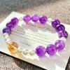 Vintage High Quality Natural Amethyst Citrine Artificial Crystal Pearl Bracelet Bracelet.