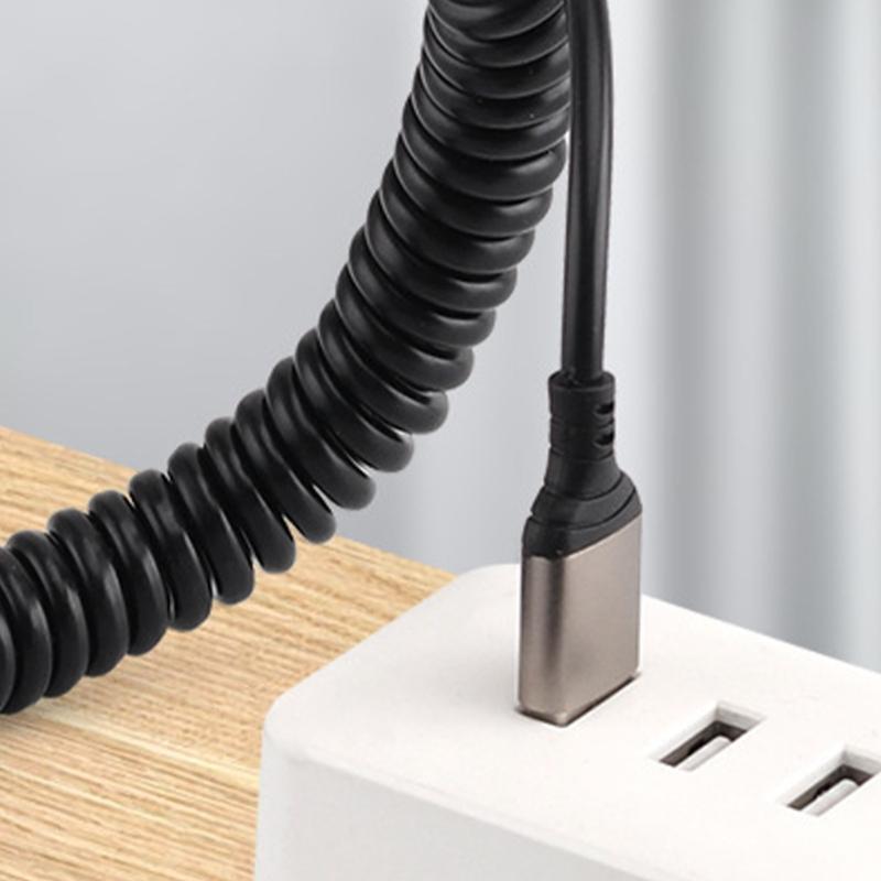 USB C/A to Type C Cable Fast Charging Cable 6A Coiled Cord For Car Auto Phones Efficient Power Supply Cord