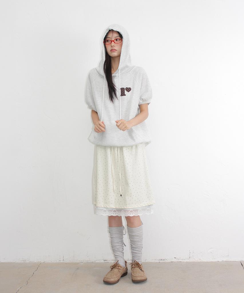 Dot R Half Sleeve Hoodie White Melnage
