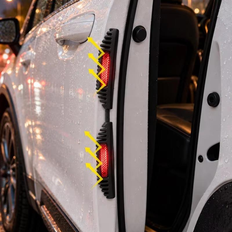 2x Bumper Crash Door Edge Guard Mouldings Reflector Sticker Anti Collision Decorative Car Door Scratch Protector Reflective
