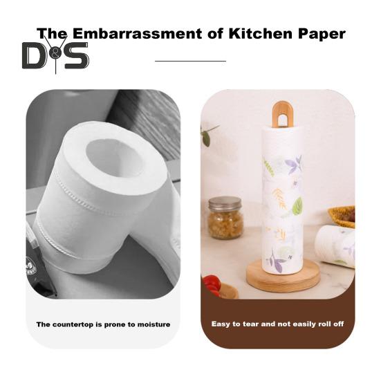Portarrollos de Papel de Madera con Base Estable Diseño Antideslizante Fácil Montaje Soporte Almacenamiento para Papel de Cocina